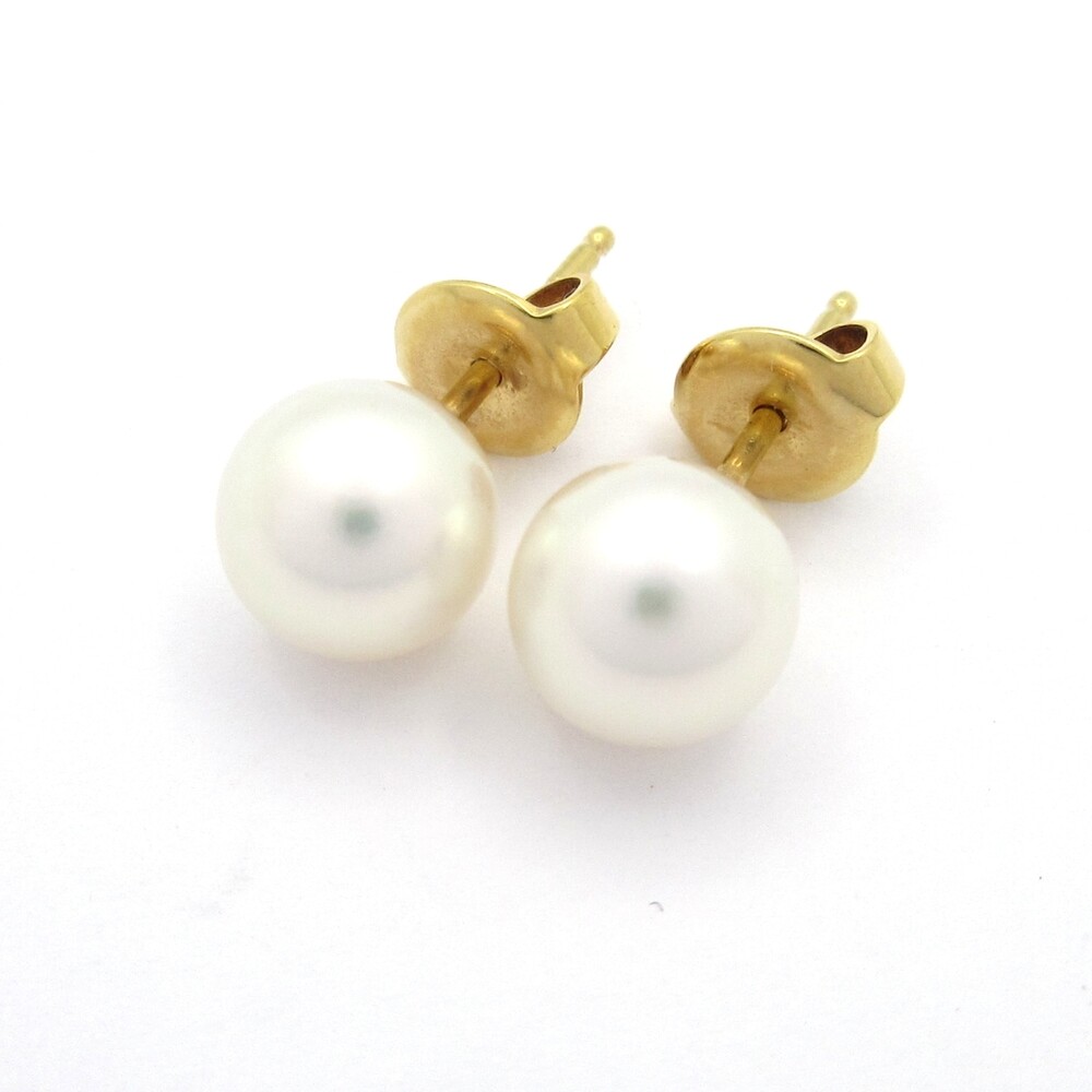 Mikimoto Earrings 18K Yellow Gold Cream Pearl